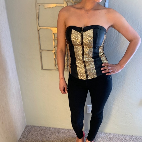 Gold Sequin Bustier - Picture 3 of 5